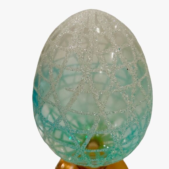 Delicate Turquoise and Gold Colored Glass Pier 1 Decorative Egg - Picture 6 of 6